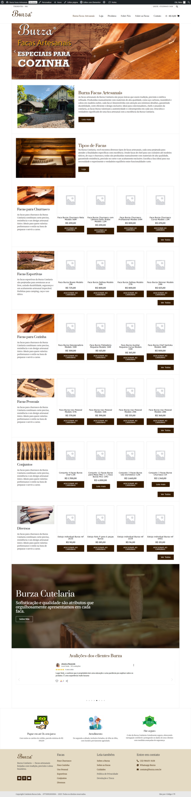 Site: Burza Cutelaria – Facas Artesanais