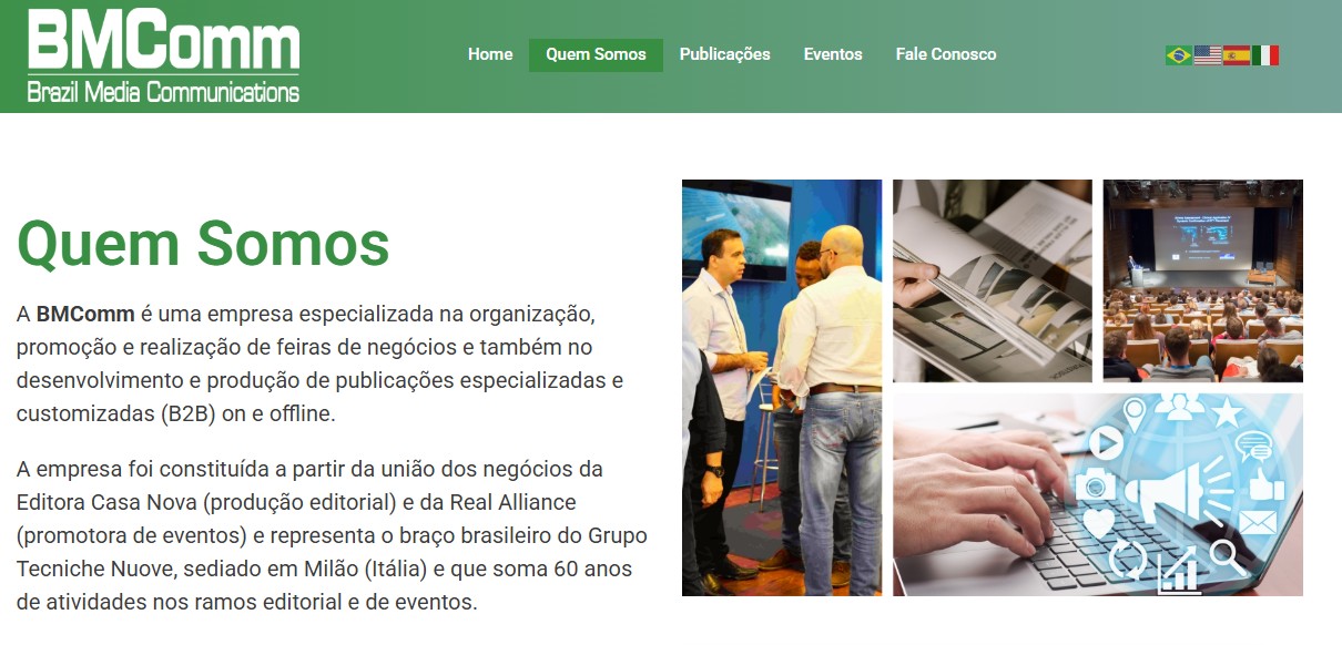 Site BMComm, feiras de negócios, publicações B2B