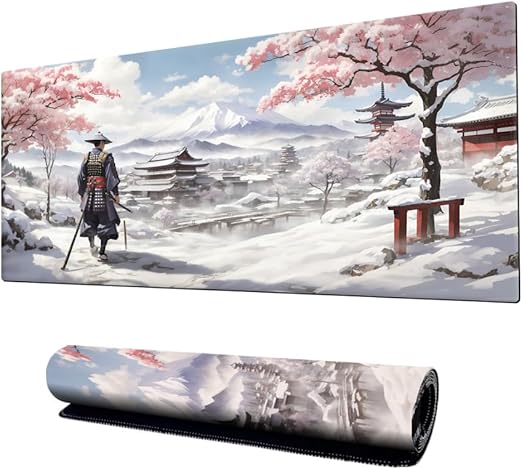 Mousepad Gamer Speed Extra Grande Profissional 90x40 x3mm Bordas Costuradas e Base Antiderrapante Cultura Japonesa Premium