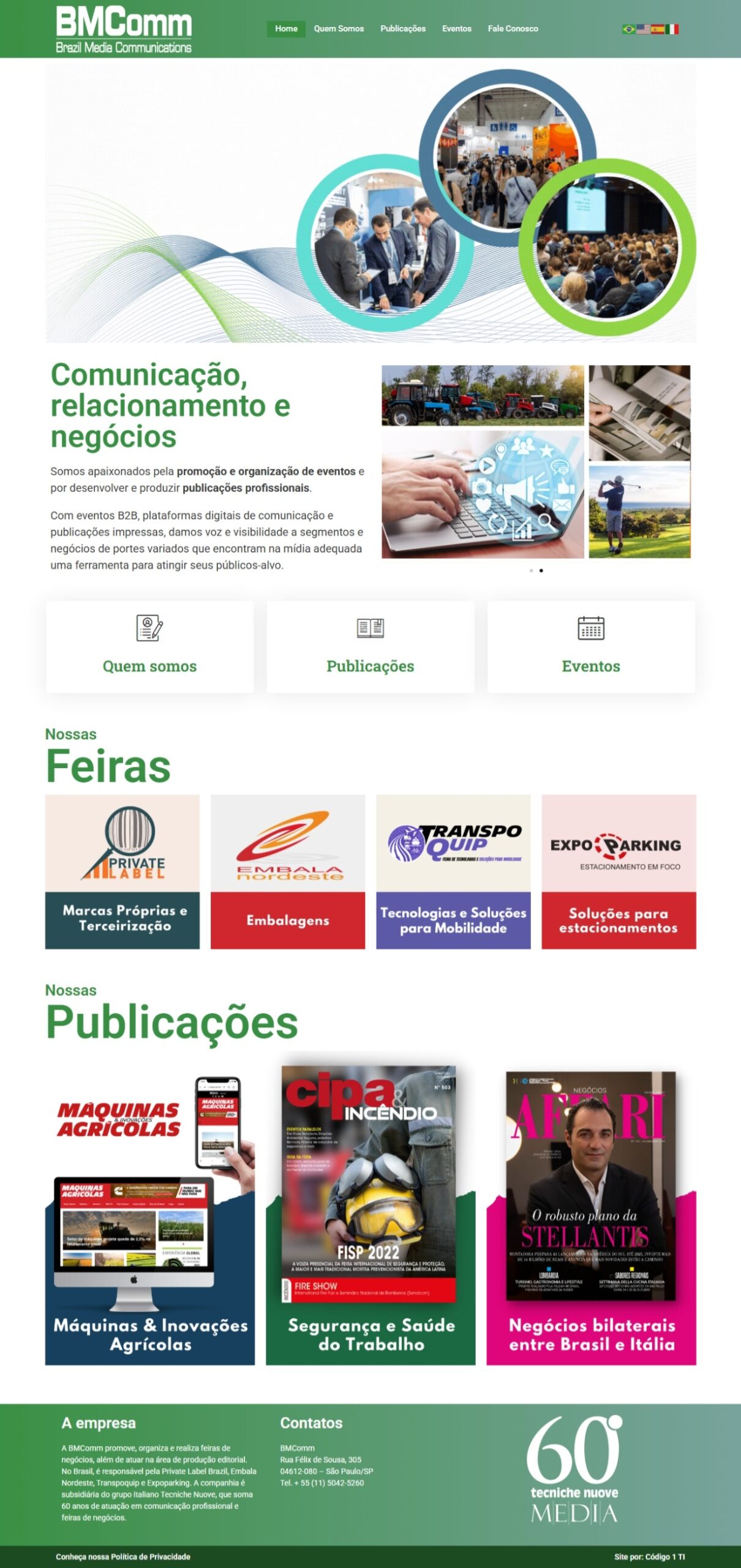 Site BMComm, feiras de negócios, publicações B2B