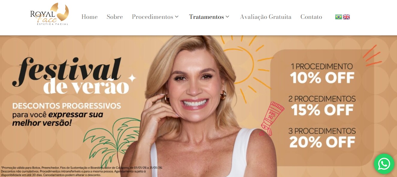 Site Royal Face Praia Grande Clínica de Estética
