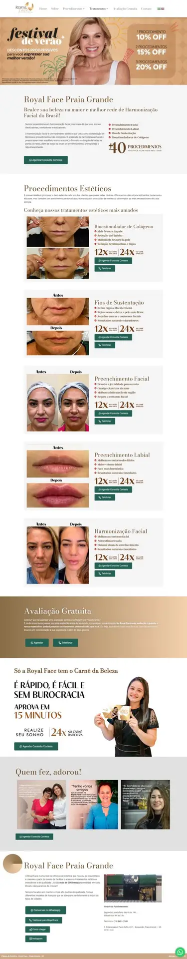 site Royal Face Praia Grande Clínica de Estética