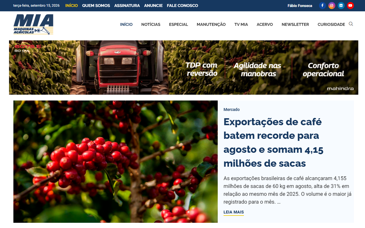 Portal Máquinas Agrícolas — notícias, informações e conteúdo especializado sobre agronegócio e mecanização agrícola.