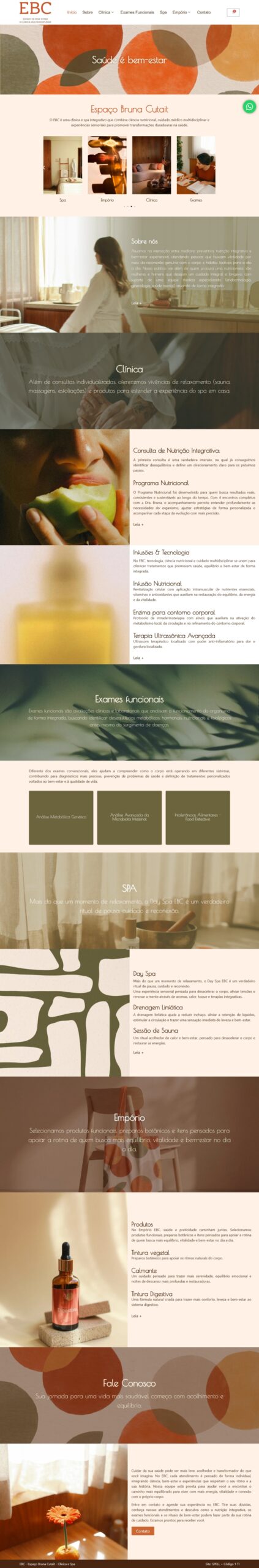 Criação do site EBC Clínica e Spa